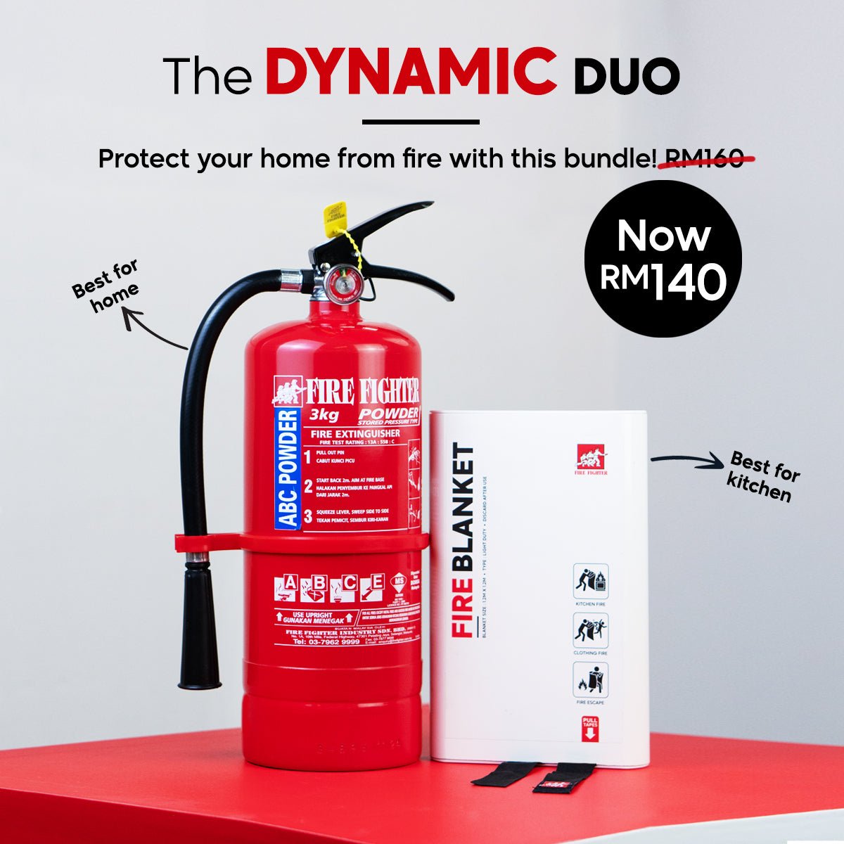 The Dynamic Duo (3kg Fire Extinguisher + Fire Blanket) - Fire Fighter Industry