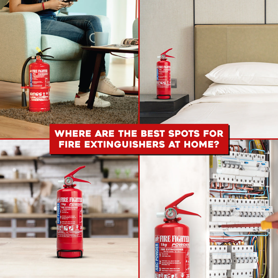 Where are the best spots for fire extinguishers at home?