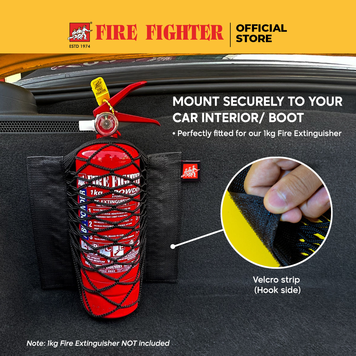 1KG ABC Dry Powder Fire Extinguisher + FF Flex-Mount Bundle Pack